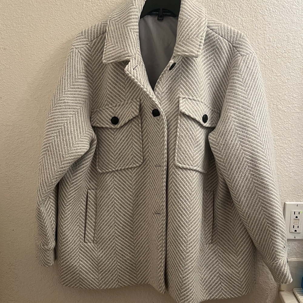 Tommy Hilfiger Cream Herringbone Utility Jacket